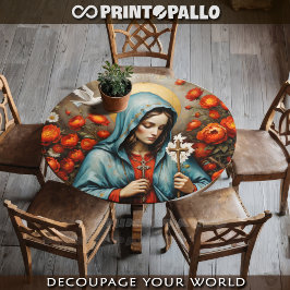 Maagd Maria bidt het kruis in bloemen, Heilige Dui Tissuepapier