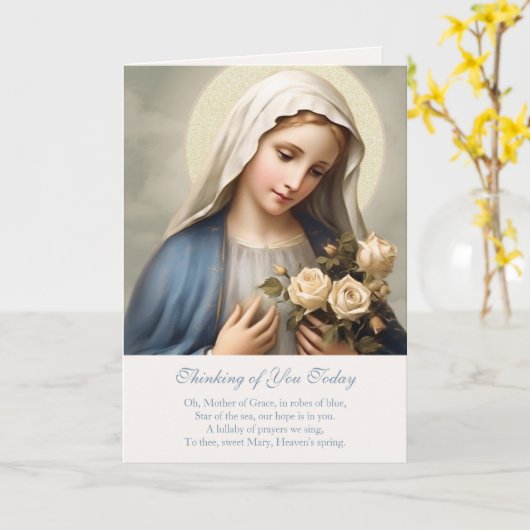 Maagd Maria Bloemen Denken aan je Gebed Kaart (Gele Bloem)