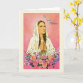 Maagd Maria Bloemen Religieuze Midden-eeuw Verjaar Kaart (Gele Bloem)