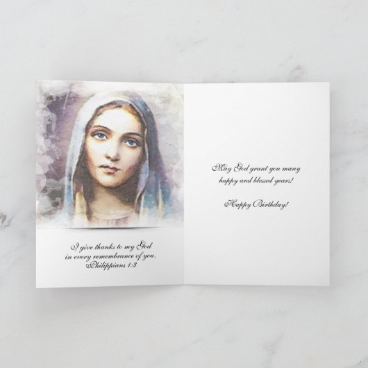  Maagd Maria Bloemen Verjaardag Kaart (Binnen)