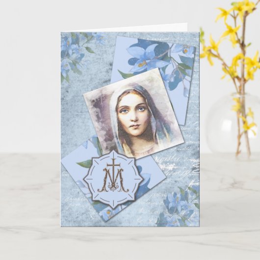  Maagd Maria Bloemen Verjaardag Kaart (Gele Bloem)