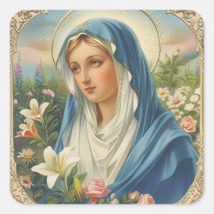Maagd Maria Bloemengoud Katholiek Vierkante Sticker