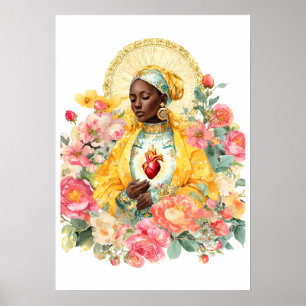 Maagd Maria Bloemrijke Katholieke Gezegende Moeder Poster