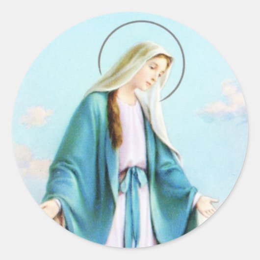 Maagd Maria Crescent Moon Ronde Sticker (Voorkant)