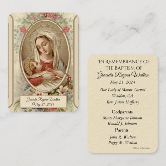 Maagd Maria Doopherdenking Heilige Kaart Visitekaartje (Voorkant / Achterkant)