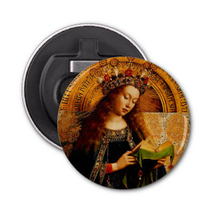 Maagd Maria door Jan van Eyck Button Flesopener