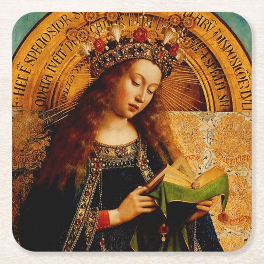 Maagd Maria door Jan van Eyck Kartonnen Onderzetters (Voorkant)