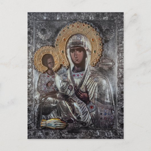 Maagd Maria Drie-Handen Icoon Religieus Briefkaart (Voorkant)