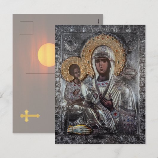 Maagd Maria Drie-Handen Icoon Religieus Feestdagenkaart (Voorkant / Achterkant)