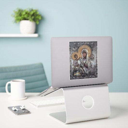 Maagd Maria Drie-Handen Icoon Religieus Sticker (Laptop op bureau)