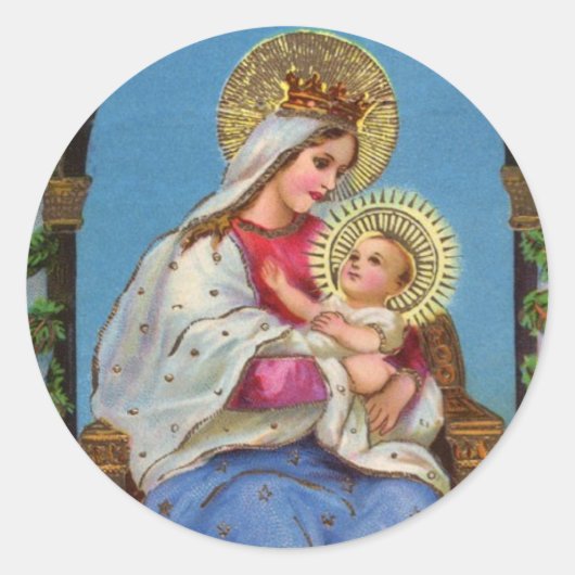 Maagd Maria en Baby Jesus Religieuze Stickers (Voorkant)