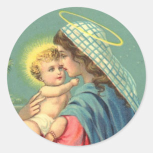 Maagd Maria en Baby Jesus Stickers
