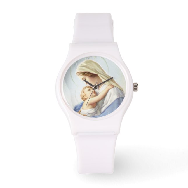 Maagd Maria en Baby Jesus Watch Horloge (Voorkant)