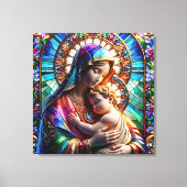 Maagd Maria en Baby Jezus Glas in lood Canvas Afdruk (Voorkant)