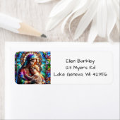 Maagd Maria en Baby Jezus Glas in lood Etiket (Insitu)