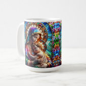Maagd Maria en Baby Jezus Glas in lood Koffiemok (Voorkant links)