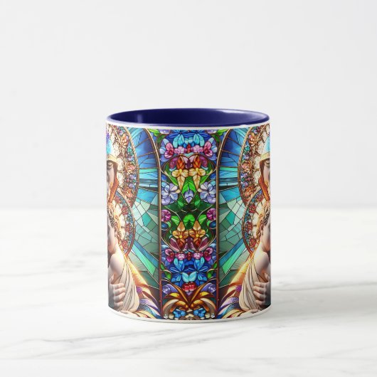 Maagd Maria en Baby Jezus Glas in lood Mok (Midden)