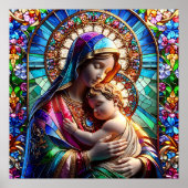 Maagd Maria en Baby Jezus Glas in lood Poster (Voorkant)