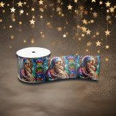 Maagd Maria en Baby Jezus Glas in lood Satijnen Lint