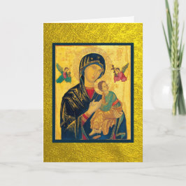 Maagd Maria en Baby Jezus Icon over goud Kaart