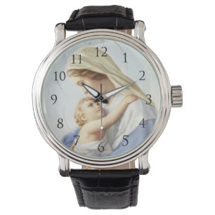 Maagd Maria en Baby Jezus met cijfers bekijken Horloge