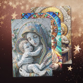 Maagd Maria en Baby Jezus | Mozaïek Kerstmis Inpakpapier Vel