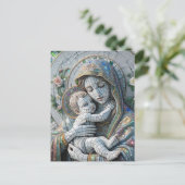 Maagd Maria en Baby Jezus | mozaïekbeeld Briefkaart (Staand voorkant)