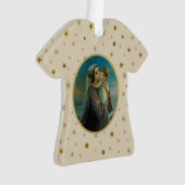 Maagd Maria en Baby Jezus op sterrenachtergrond Ornament (voorkant)