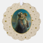 Maagd Maria en Baby Jezus op sterrenachtergrond Ornament Kaart (Voorkant)