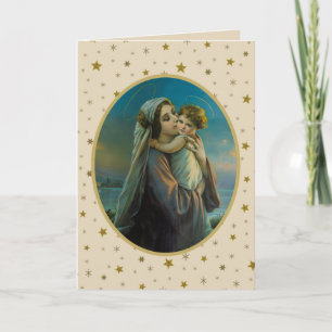 Maagd Maria en baby Jezus op sterrenhemel achtergr Feestdagen Kaart
