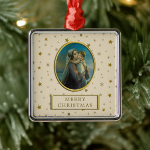 Maagd Maria en Baby Jezus op sterrenkerstmis Metalen Ornament