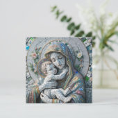 Maagd Maria en Baby Jezus | religieus mozaïek Kaart (Staand voorkant)