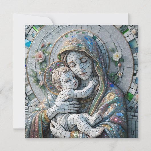 Maagd Maria en Baby Jezus | religieus mozaïek Kaart (Voorkant)