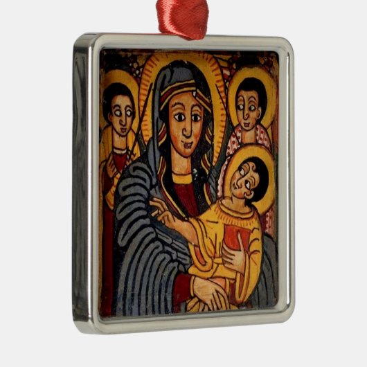 Maagd Maria en Christus Kind Ethiopische Icon Metalen Ornament (Rechts)