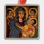 Maagd Maria en Christus Kind Ethiopische Icon Metalen Ornament (Voorkant)