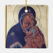 Maagd Maria en het Christus Kind Icoon Keramisch Ornament (Achterkant)