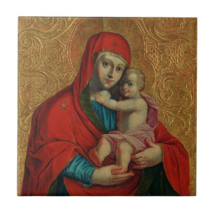 Maagd Maria en het kind Jezus door Jan Rombauer Tegeltje