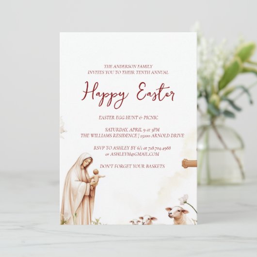 Maagd Maria en Isus jaarlijks gelukkig Pasen Kaart (Staand voorkant)