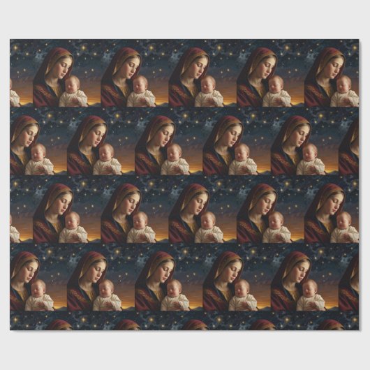 Maagd Maria en Jezus Christus Geboorte Cadeaupapier (Vlak)