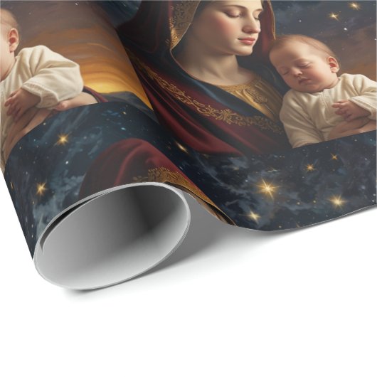 Maagd Maria en Jezus Christus Geboorte Cadeaupapier (Rol Hoek)