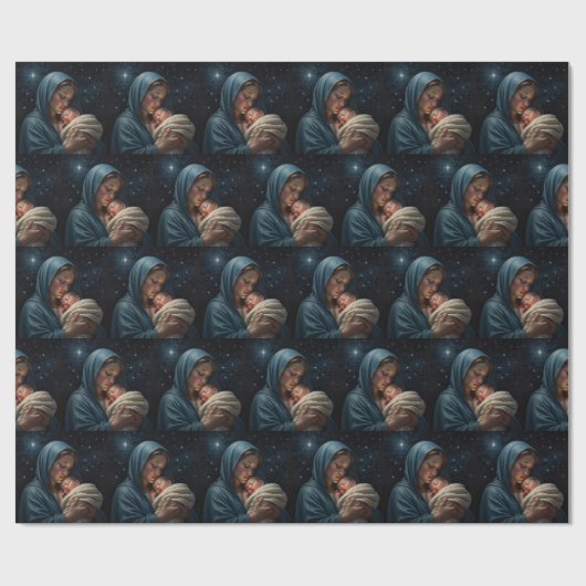 Maagd Maria en Jezus Christus Kerstmis Geboorte Cadeaupapier (Vlak)