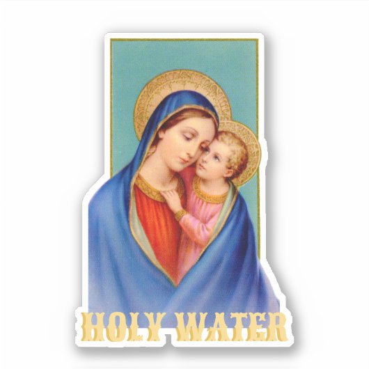 maagd Maria en Jezus Heilig Water contour Sticker (Voorkant)