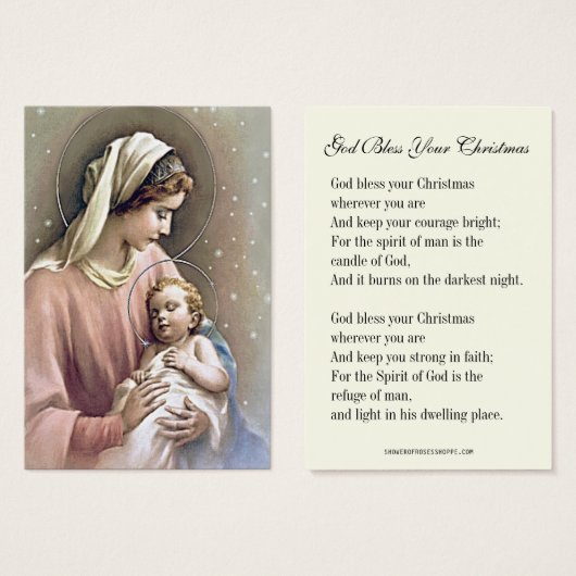 Maagd Maria en Jezus Kerstgebed Gedicht Visitekaartje (Voorkant /achterkant)