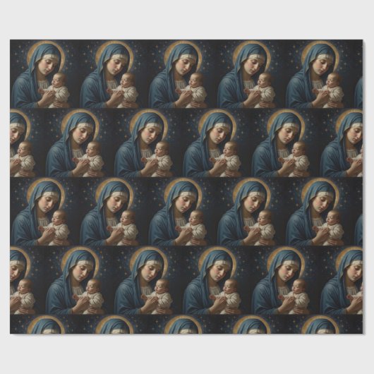 Maagd Maria en Jezus Kerstmis Cadeaupapier (Vlak)