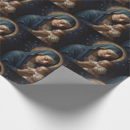 Maagd Maria en Jezus Kerstmis Cadeaupapier (Hoek)