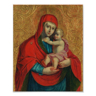 Maagd Maria en Jezus Kind door Jan Rombauer Foto Afdruk