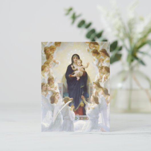 Maagd Maria en Jezus met engelen Briefkaart (Staand voorkant)