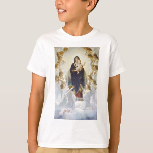 Maagd Maria en Jezus met engelen T-shirt (Voorkant)