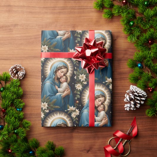 Maagd Maria en Jezus Rooms-Katholieke Kerst Cadeaupapier (Feestdagen Geschenken)
