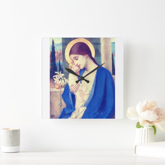 Maagd Maria en Kind door Marianne Stokes Vierkante Klok (Huis)